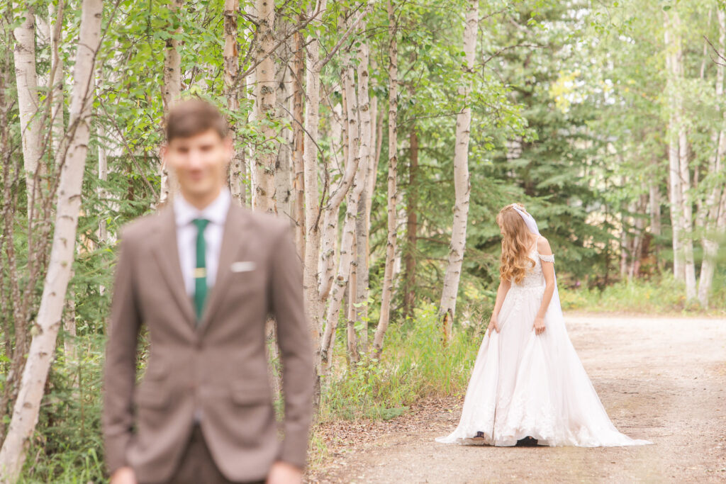 first look with bride and groom