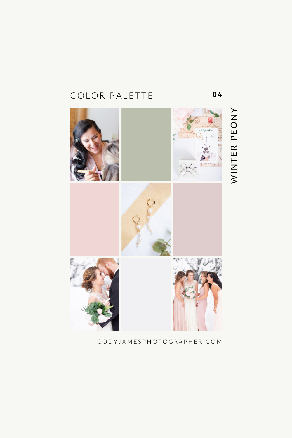 color palette for a neutral winter wedding