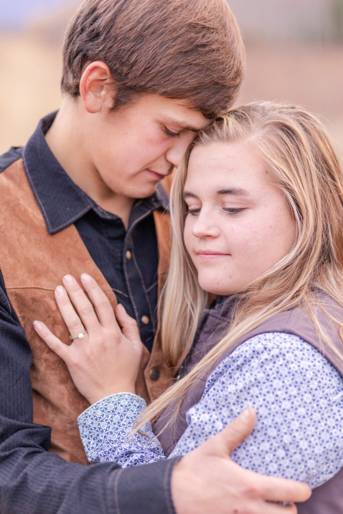 young couple embrace