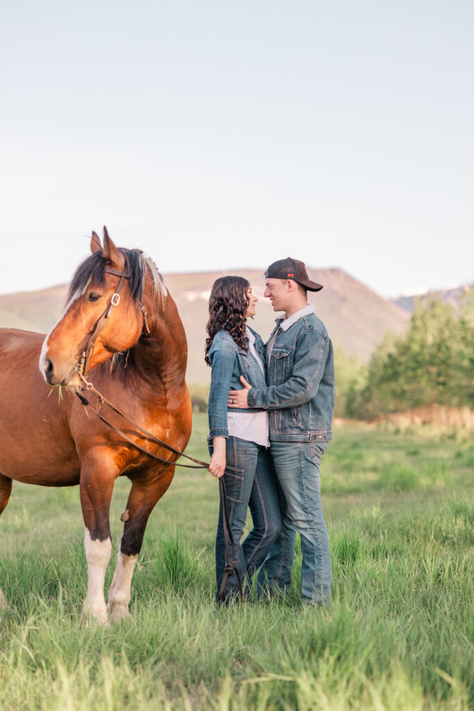 Alaska Summer Farm Engagement Session Horses